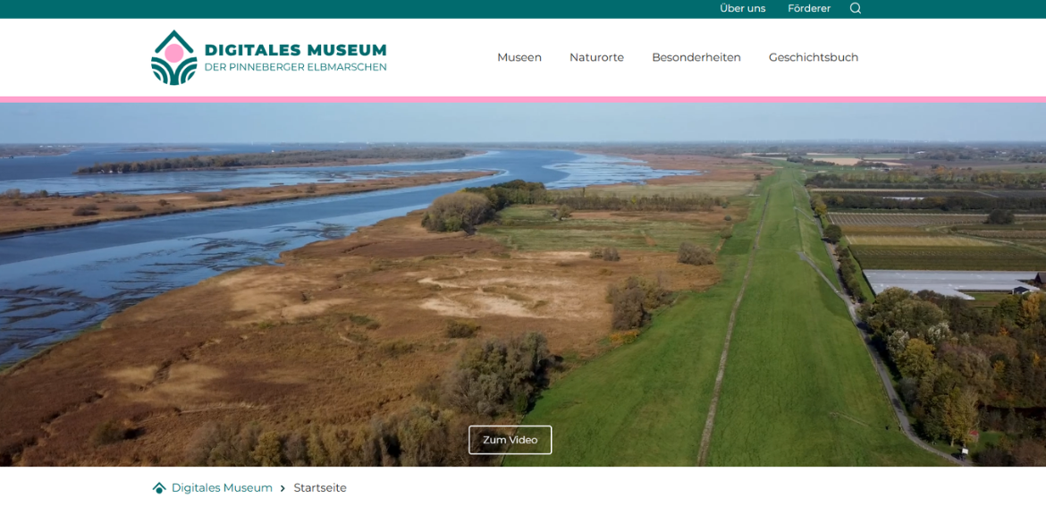 Screenshot der Startseite des Elbmarschenmuseum