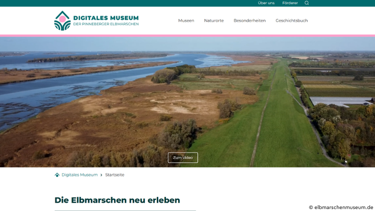 Screenshot der Startseite des Elbmarschenmuseum